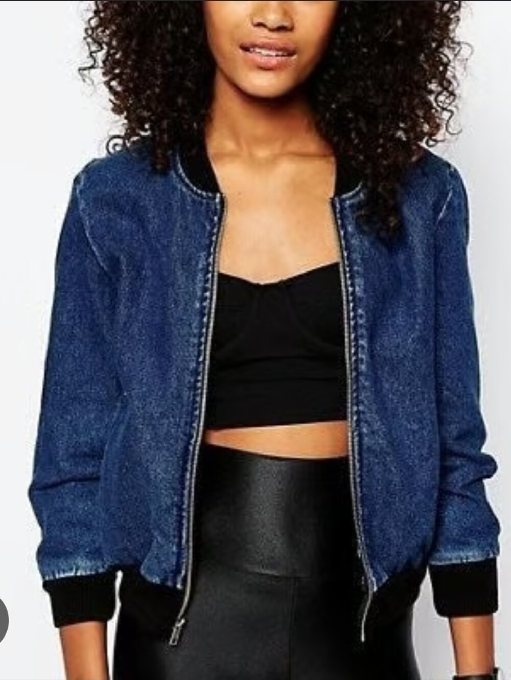 GUESS Blue Denim Bomber Jacket